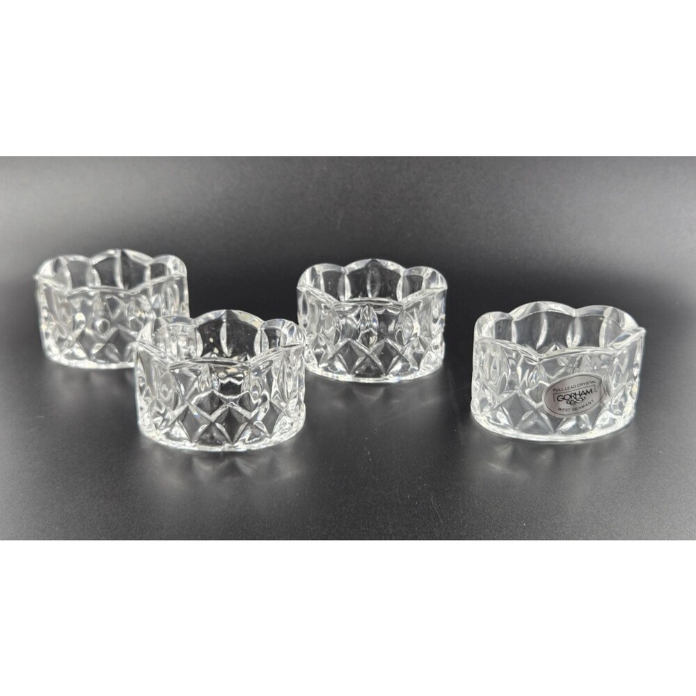 4 Gorham King Edward Set Of Four Lead Crystal Napkin Rings NEW !